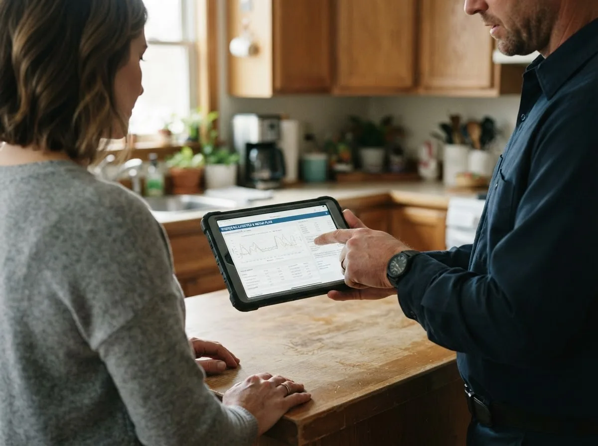HVAC technician inspecting a heating & cooling system in Brundidge, AL